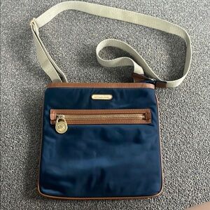 Michael Kors Navy and Tan Crossbody Bag